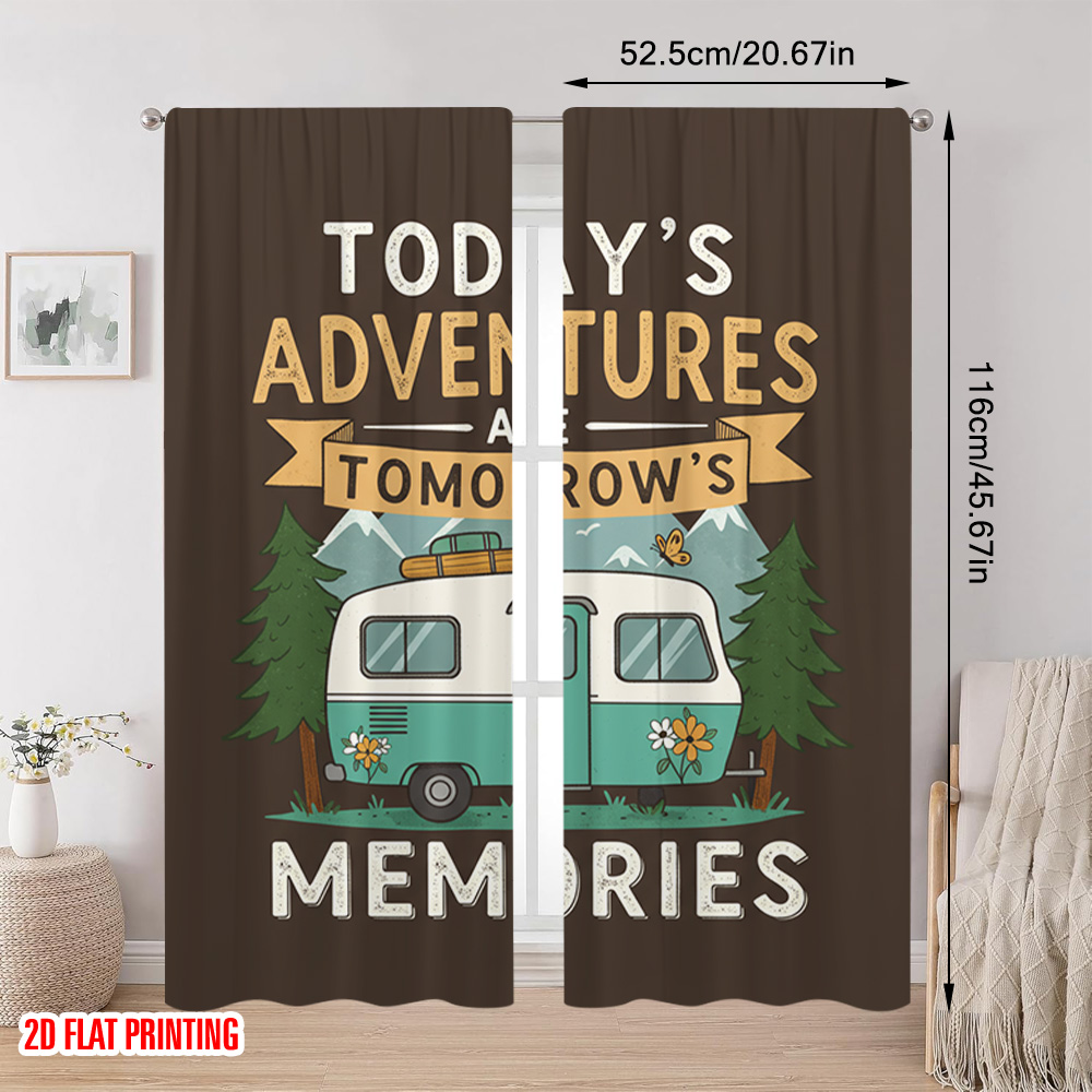 2pcs 2D flat printing Curtain  - Outdoor Adventure Festival recension och pris