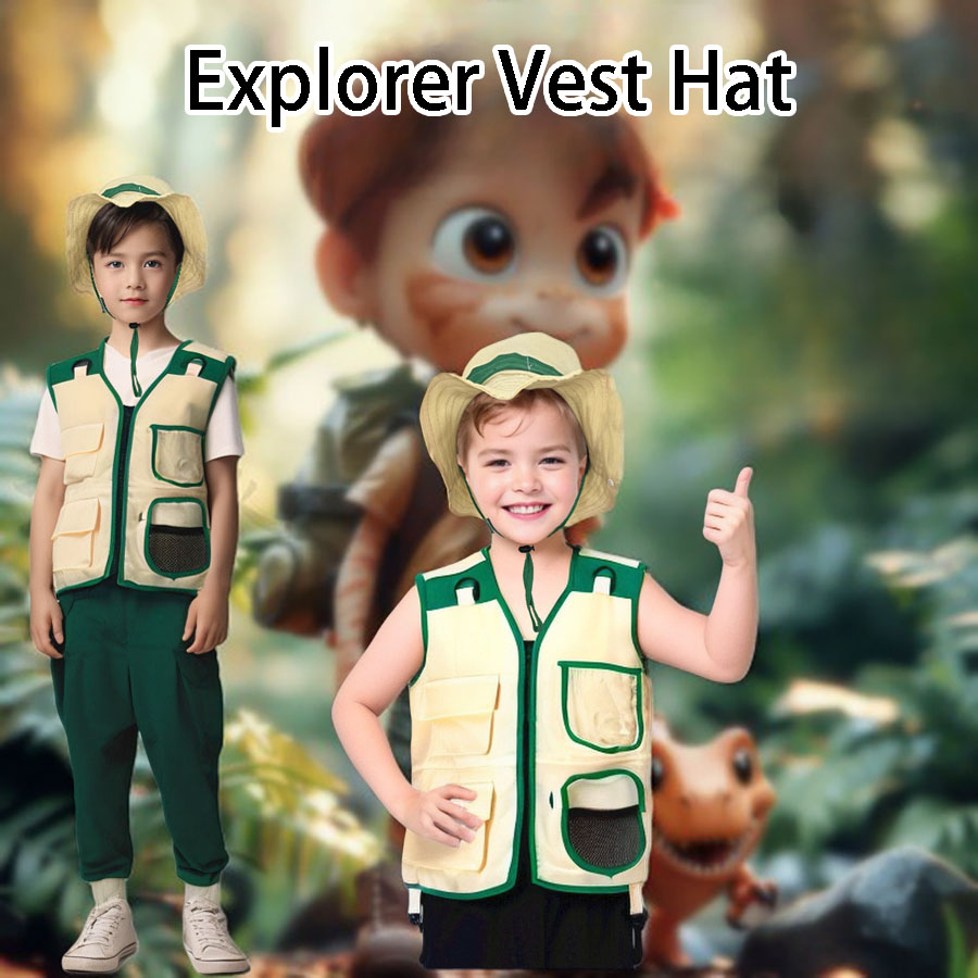 Kids Camping Explorer Vest Hat - Outdoor Adventure Kids Party recension och pris